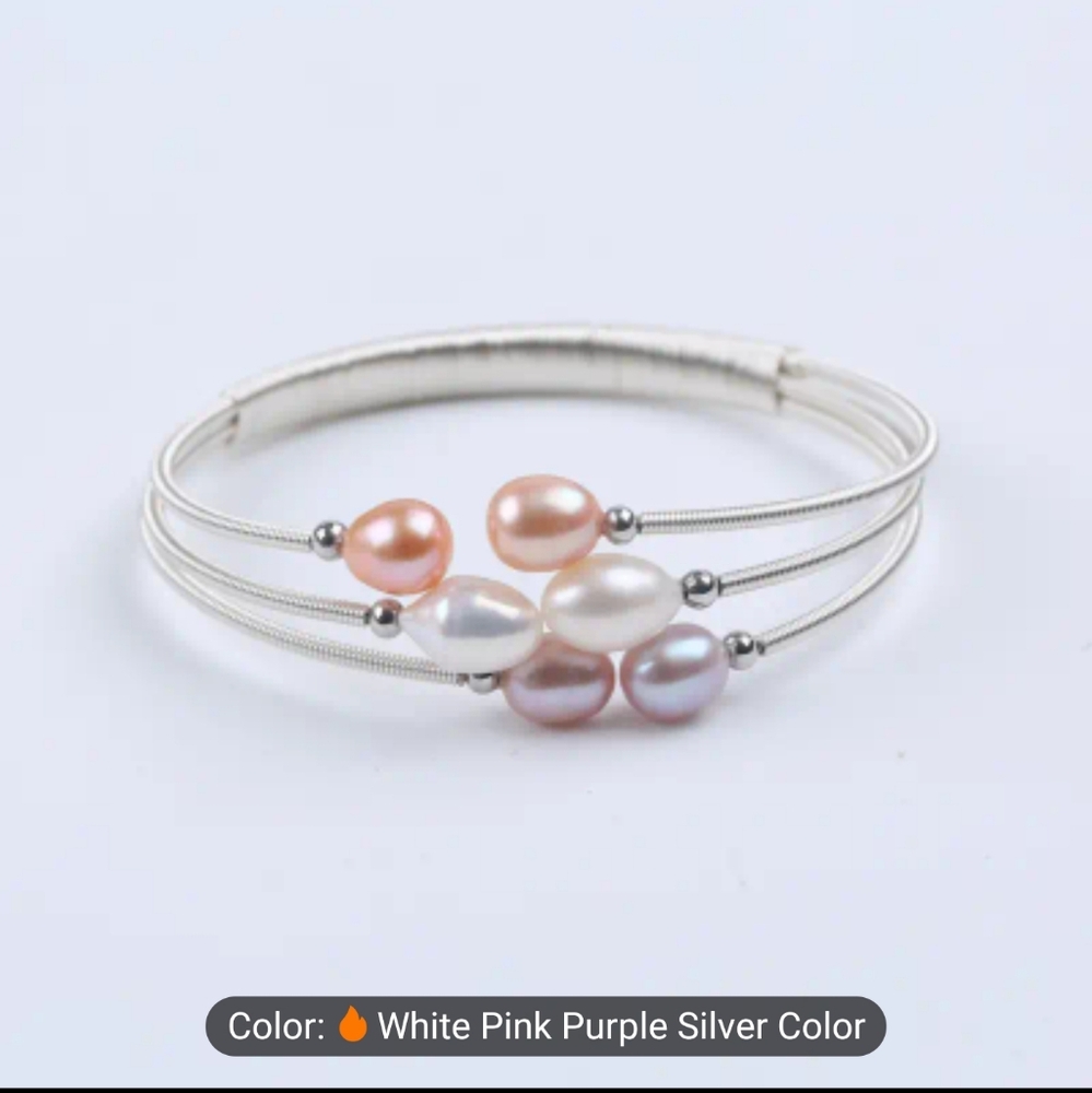 🩶🩷NEW🩶🩷 STUNNING!! Wire Wrapped Cotton Candy Freshwater Pearls in SILVER - Picture 1 of 11